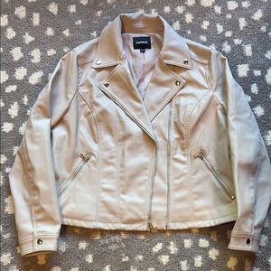 Express Women's Cream Leather Jacket